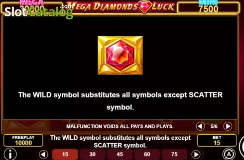 Game Features screen 3. Mega Diamonds Luck slot