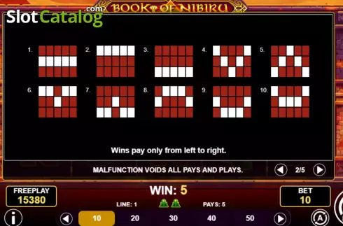PayLines screen. Book of Nibiru slot