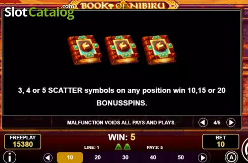 Game Features screen 2. Book of Nibiru slot