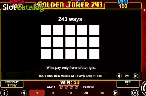 PayLines screen. Golden Joker 243 slot