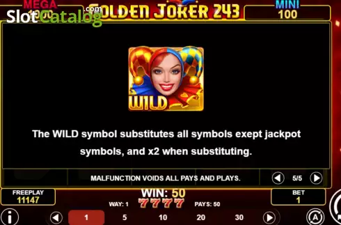 Game Features screen 3. Golden Joker 243 slot