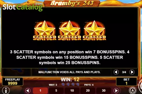 Game Features screen. Brumby's 243 slot