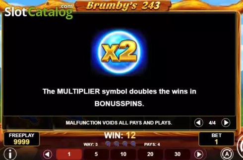 Game Features screen 2. Brumby's 243 slot