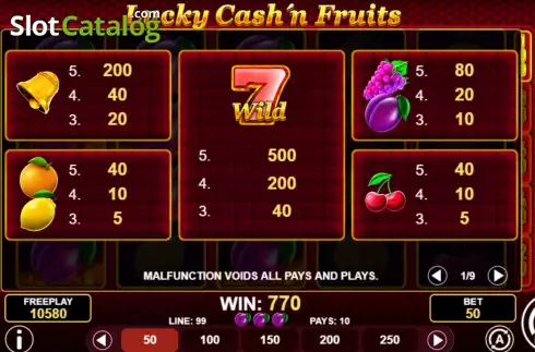 Schermo5. Lucky Cash'n Fruits slot