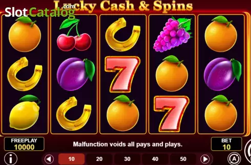Game Screen. Lucky Cash And Spins slot