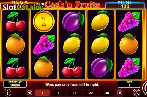 Schermo2. Cash'n Fruits Hold and Win slot