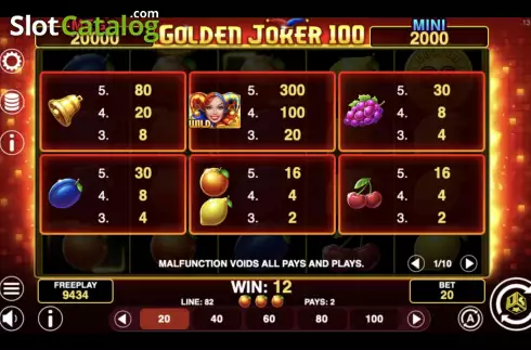 Symbols. Golden Joker 100 slot