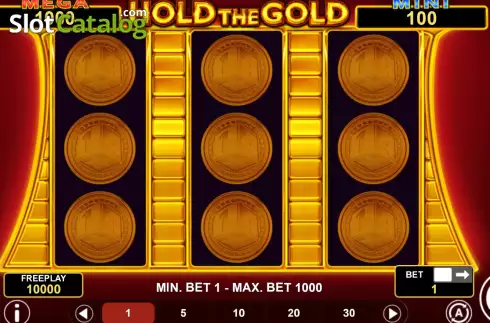 Game screen. Hold The Gold slot