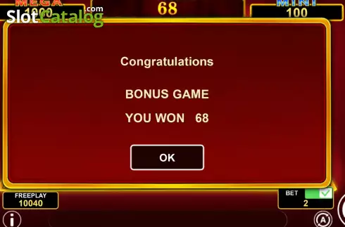 Win Bonus Game screen. Hold The Gold slot
