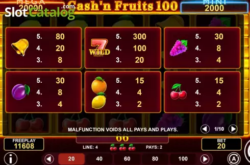 Écran8. Cash'n Fruits 100 Hold & Win Machine à sous