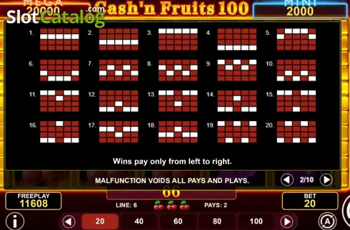 Écran9. Cash'n Fruits 100 Hold & Win Machine à sous