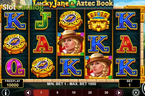 Game screen. Lucky Jane and Aztec Book slot