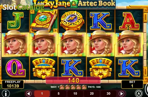 Win screen. Lucky Jane and Aztec Book slot
