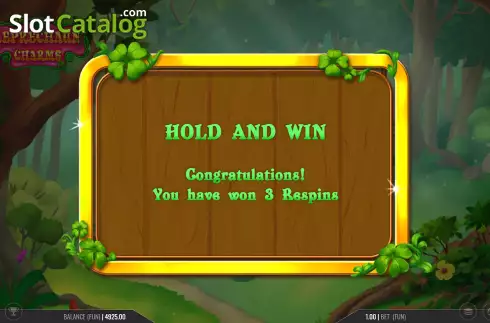 Bonus Game Win Screen. Leprechaun Charms slot