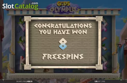 Free Spins Win Screen. Gods of Olympus 2 slot