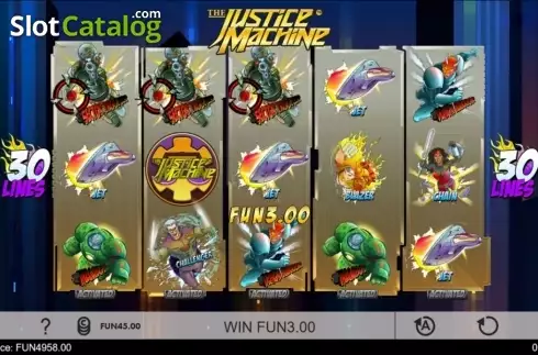 Win screen. The Justice Machine slot