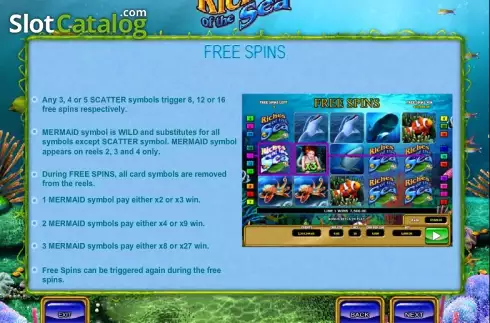 Paytable 3. Riches of the Sea slot