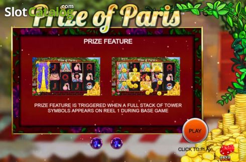 Start Screen. Prize of Paris slot