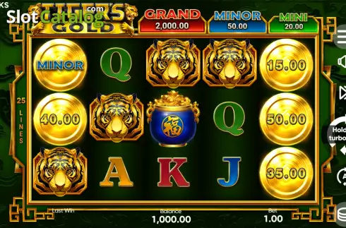 Game Screen. Tiger's Gold Hold and Win slot