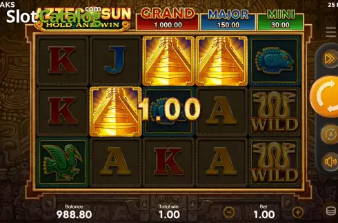 Free Spins Win Screen. Aztec Sun Hold and Win slot