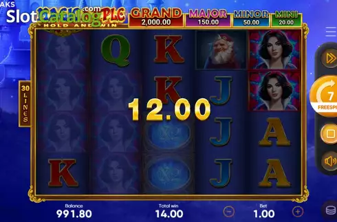 Free Spins Gameplay Screen. Magic Apple Hold and Win slot