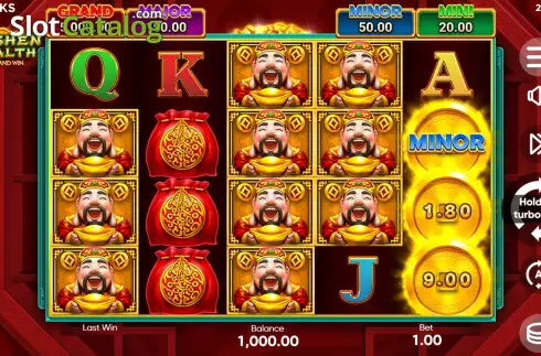 Game Screen. Caishen Wealth Hold and Win slot