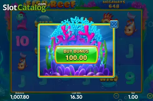 Buy Feature Screen. Fish Reef slot
