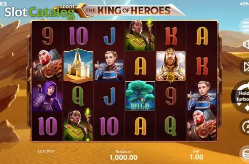Game Screen. The King of Heroes slot