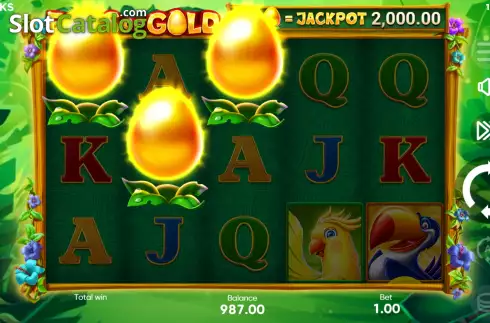 Free Spins Win Screen. Eggs of Gold slot