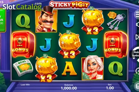 Game Screen. Sticky Piggy slot