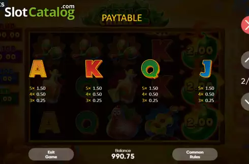 Paytable screen 2. Green Chilli 2 slot
