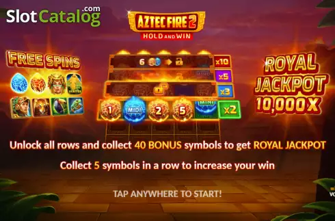 Intro screen. Aztec Fire 2 slot