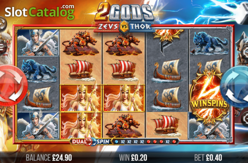 Reel Screen 1. 2 Gods Zeus vs Thor slot
