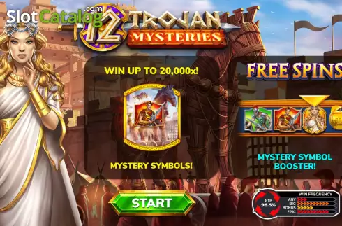 Start Screen. 12 Trojan Mysteries slot