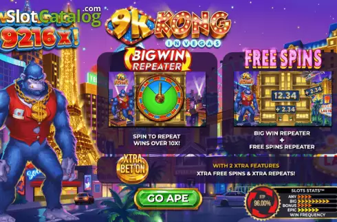 Start Screen. 9K Kong in Vegas slot