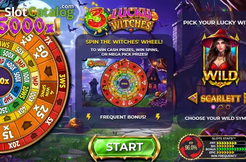 Start Screen. 3 Lucky Witches slot