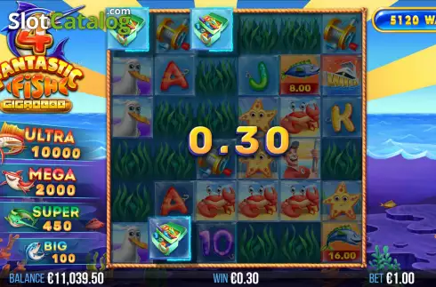 Win Screen 2. 4 Fantastic Fish Gigablox slot
