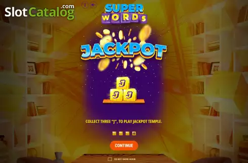 Game Features screen 4. Super Words slot