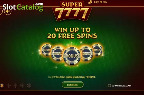 Game Features screen. Super 7777 slot