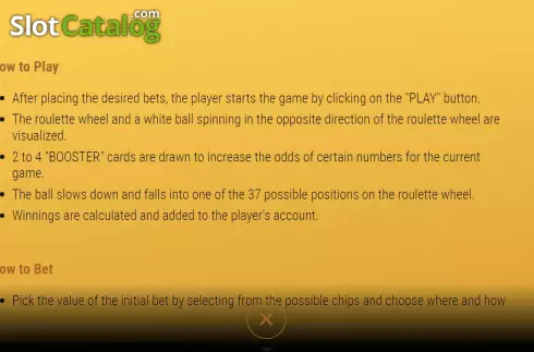Game Rules screen. Booster Roulette slot