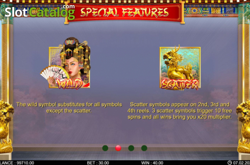 Feature screen 1. Dragon's Flower slot