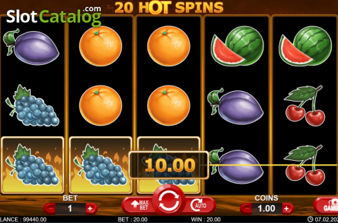 Win screen 1. 20 Hot Spins slot