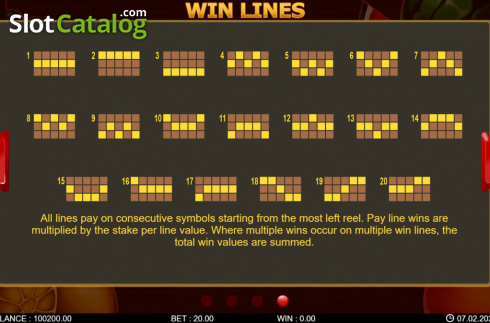 Paytable screen 2. 20 Hot Spins slot