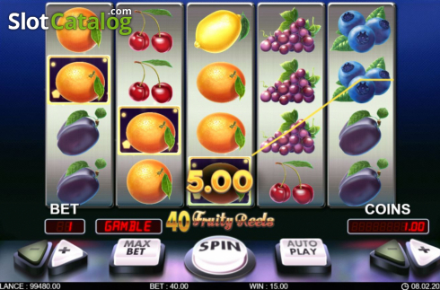 Win screen 1. 40 Fruity Reels slot