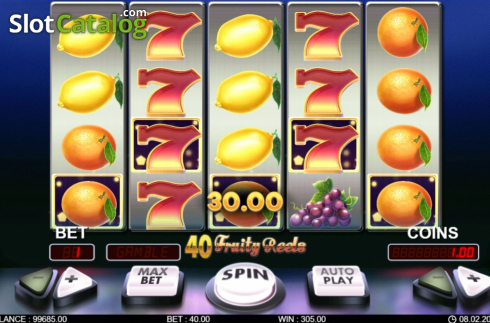 Win screen 3. 40 Fruity Reels slot