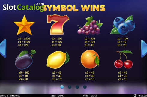 Paytable screen 1. Fruity Reels slot