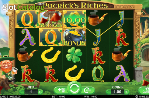 Win screen 3. Patric’s Riches slot