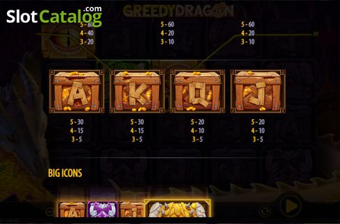 Paytable screen 2. Greedy Dragon slot