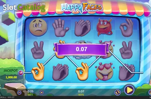 Win screen. Happy Faces slot