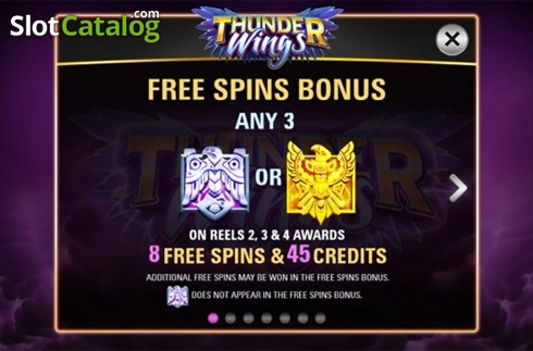 Paytable . Thunder Wings slot